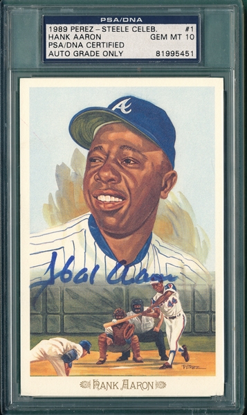 Hank Aaron Signed Perez-Steele PC, PSA/DNA Authentic/10