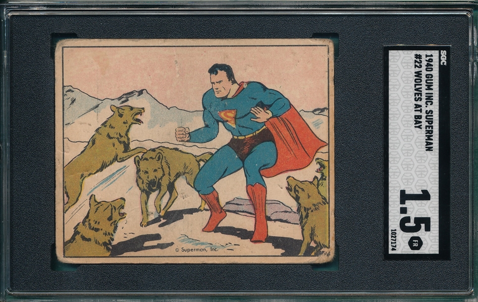 1940 Superman Gum #22 Wolves At Bay SGC 1.5