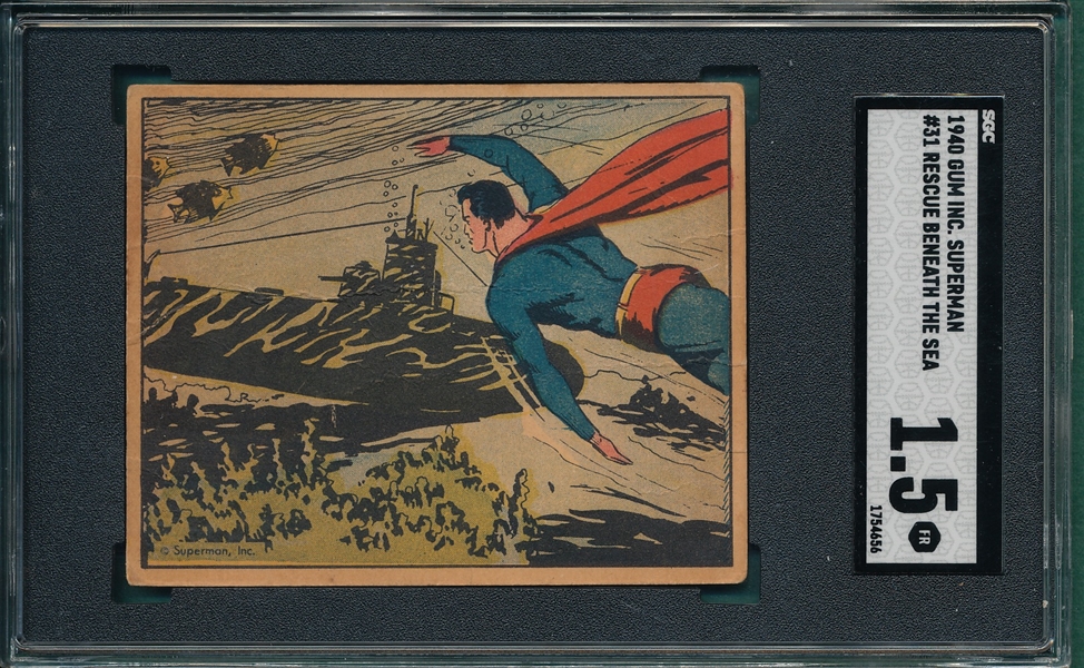 1940 Superman Gum #31 Rescue In the Sea SGC 1.5