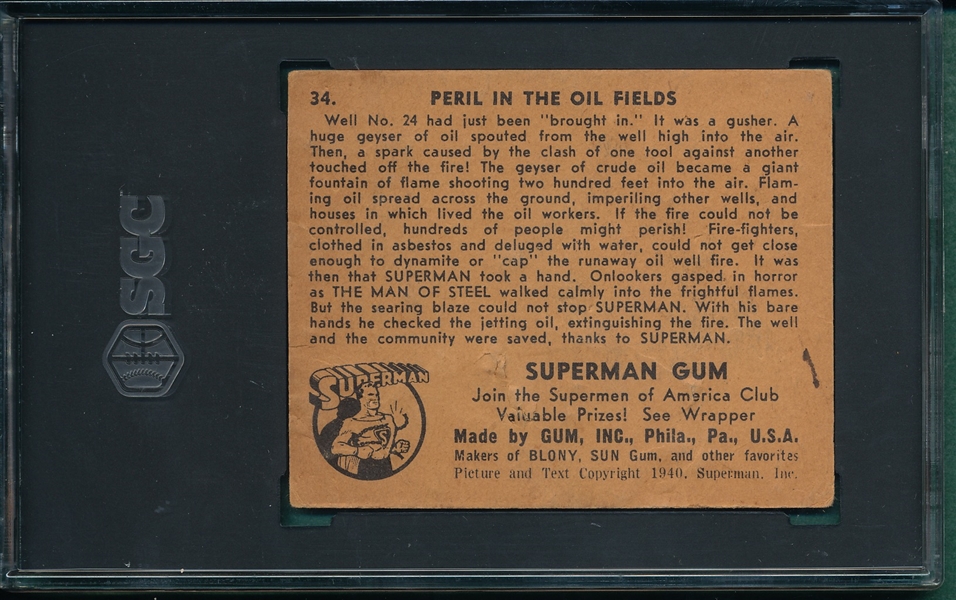 1940 Superman Gum #34 Peril In the Oil Fields SGC 1