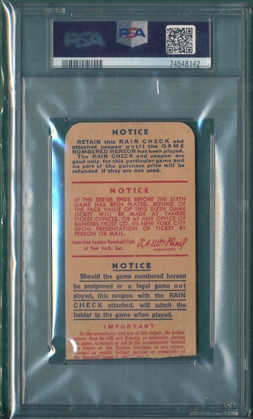 1947 World Series Game 6, Yankees vs. Dodgers, PSA 3