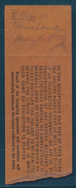 1949 Indians vs. Dodgers, Exhibit Game, Ticket Stub