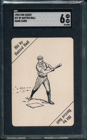 1904 Fan Craze Game Card, Hit By Pitch, SGC 6