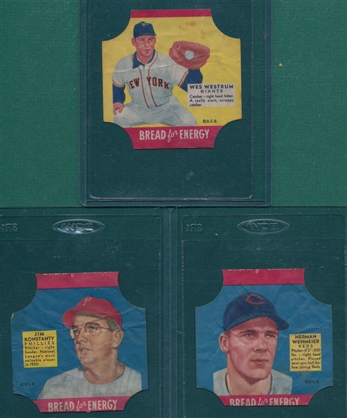 1952 Bread For Energy Lot of (3) W/ Konstanty