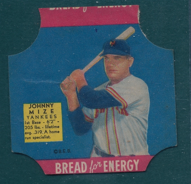 1952 Bread For Energy Johnny Mize
