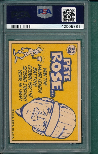 1973 Topps #458 Pete Rose, AS, PSA 6