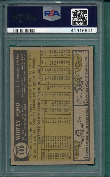1961 Topps #160 Whitey Ford PSA 5