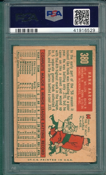 1959 Topps #380 Hank Aaron PSA 2