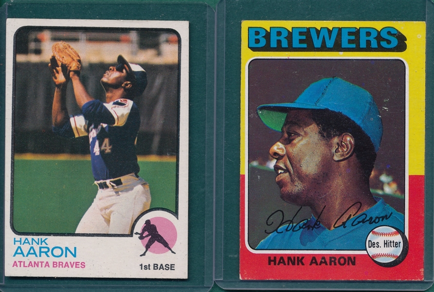 1973/75 Topps Lot of (2) Hank Aaron