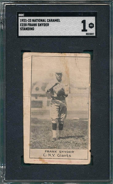 1921 E220 Frank Snyder National Caramel Co. SGC 1