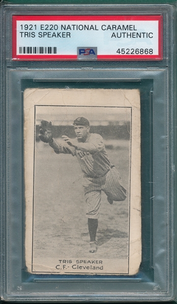 1921 E220 Tris Speaker National Caramel Co. PSA Authentic