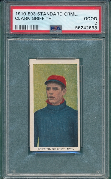 1910 E93 Clark Griffith Standard Caramel Co. PSA 2