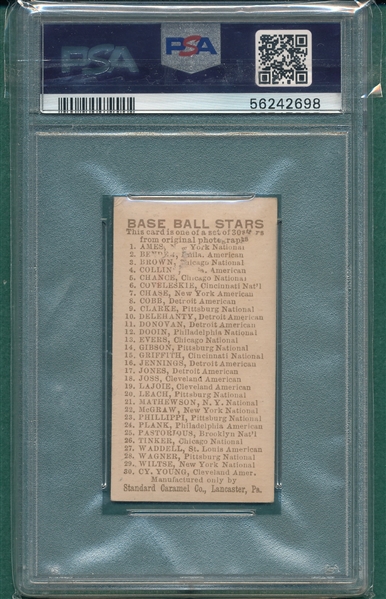 1910 E93 Clark Griffith Standard Caramel Co. PSA 2
