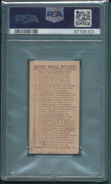 1910 E93 Addie Joss Standard Caramel Co. PSA 1.5