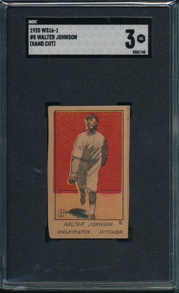 1920 W516-1 #8 Walter Johnson SGC 3