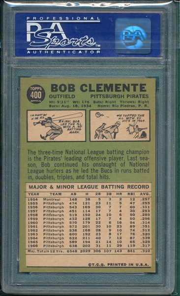 1967 Topps #400 Bob Clemente PSA 7