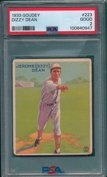 1933 Goudey #223 Dizzy Dean PSA 2