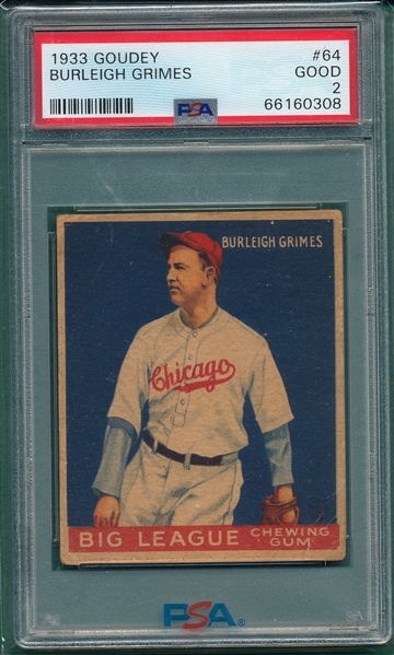 1933 Goudey #064 Burleigh Grimes PSA 2