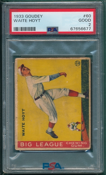 1933 Goudey #060 Waite Hoyt PSA 2