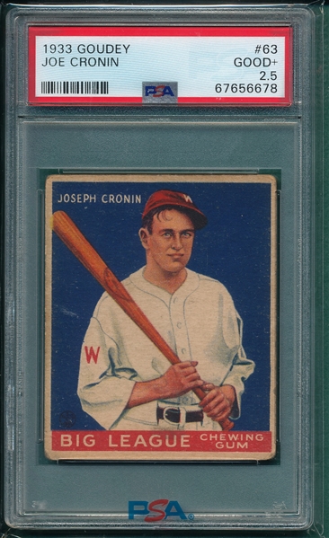 1933 Goudey #063 Joe Cronin PSA 2.5