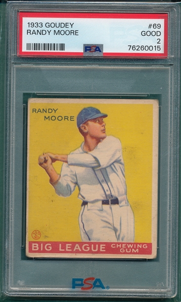 1933 Goudey #069 Randy Moore PSA 2