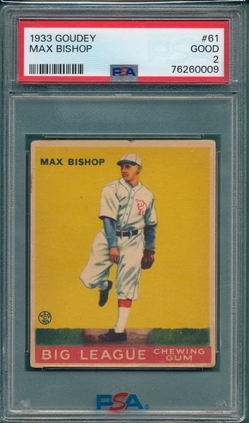1933 Goudey #061 Max Bishop PSA 2