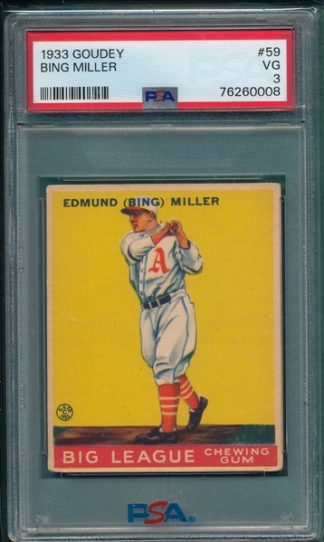 1933 Goudey #059 Bing Miller PSA 3