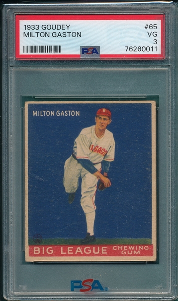 1933 Goudey #065 Milton Gaston PSA 3