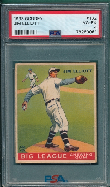 1933 Goudey #132 Jim Elliott PSA 4