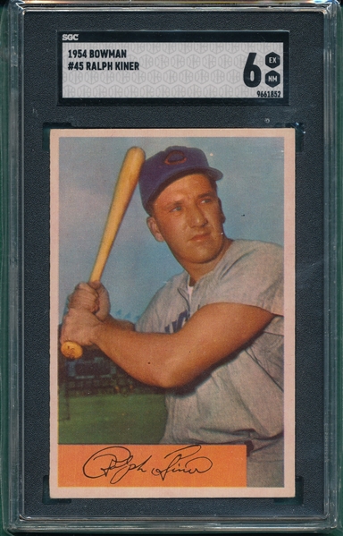 1954 Bowman #045 Ralph Kiner SGC 6
