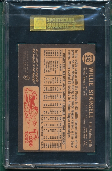 1964 Topps Venezuelan #342 Willie Stargell SGC 80 *Highest Graded*