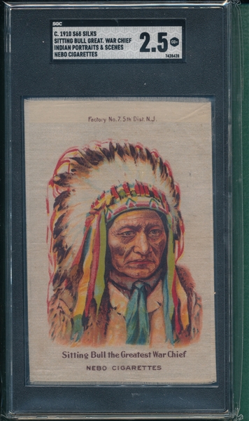 1910c. S68 Silk Sitting Bull, Nebo Cigarettes, SGC 2.5