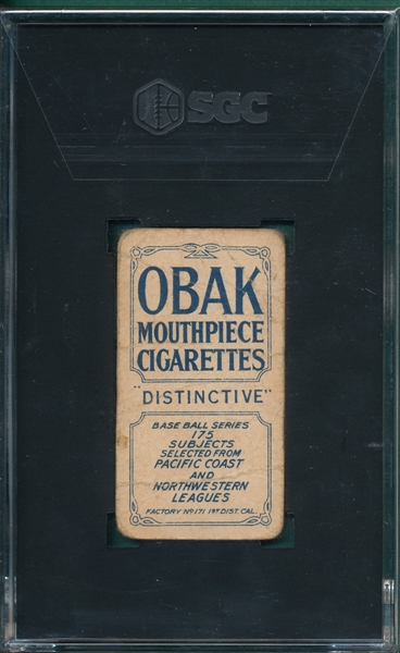 1910 T212-2 Brooks, Obak Cigarettes SGC 1