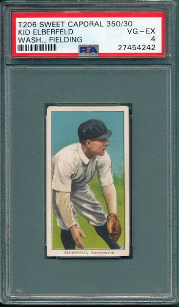 1909-1911 T206 Elberfeld, Fielding, Sweet Caporal Cigarettes PSA 4