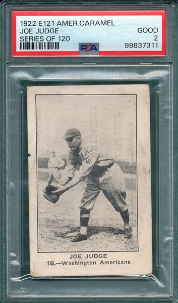1922 E121-120 Joe Judge PSA 2