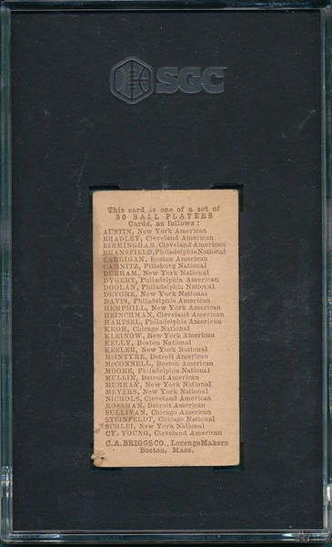 1909-10 E97 Rube Kroh Briggs Co. Lozenge SGC 1