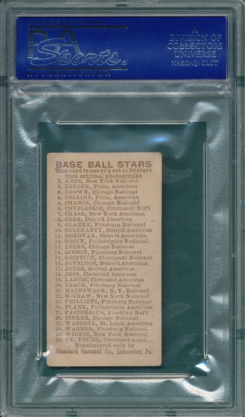 1910 E93 Harry Coveleskie Standard Caramel Co. PSA 4