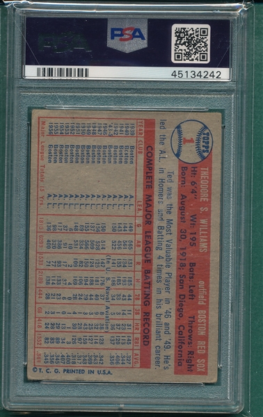 1957 Topps #001 Ted Williams PSA 2