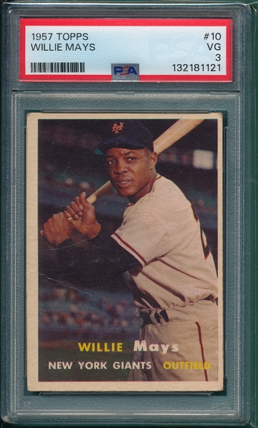 1957 Topps #010 Willie Mays PSA 3