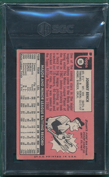 1969 Topps #95 Johnny Bench SGC 3