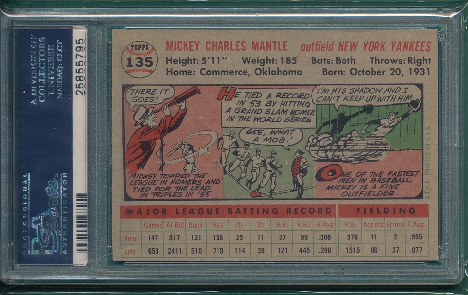1956 Topps #135 Mickey Mantle PSA 5 *Gray*