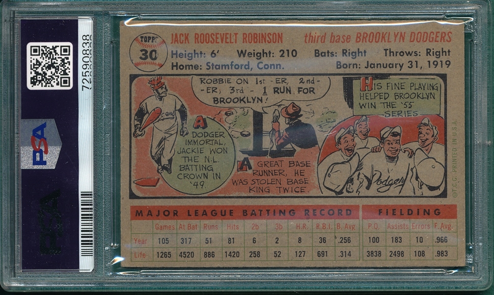 1956 Topps #030 Jackie Robinson PSA 2 *Gray*
