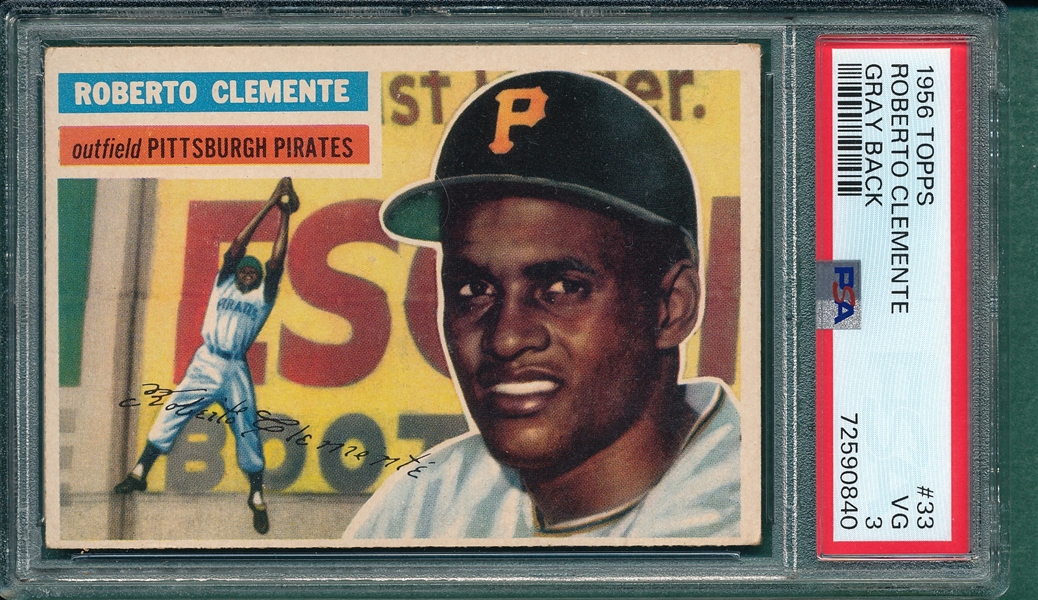 1956 Topps #033 Roberto Clemente PSA 3 *Gray*