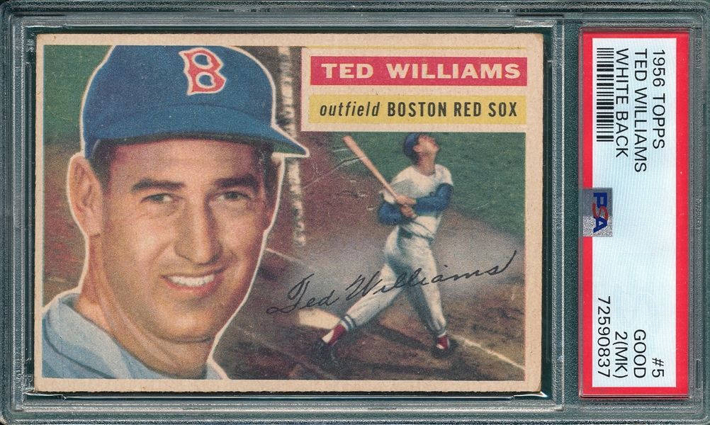 1956 Topps #005 Ted Williams PSA 2 (MK) *White*