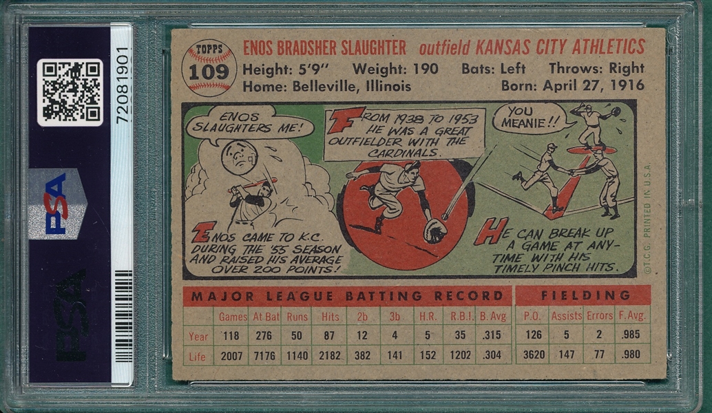 1956 Topps #109 Enos Slaughter PSA 4 *Gray*
