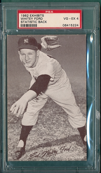 1962 Exhibits Stats Back, Whitey Ford, PSA 4