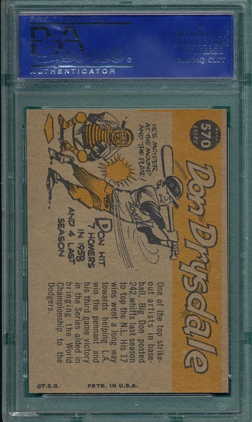 1960 Topps #570 Don Drysdale, All Star, PSA 7