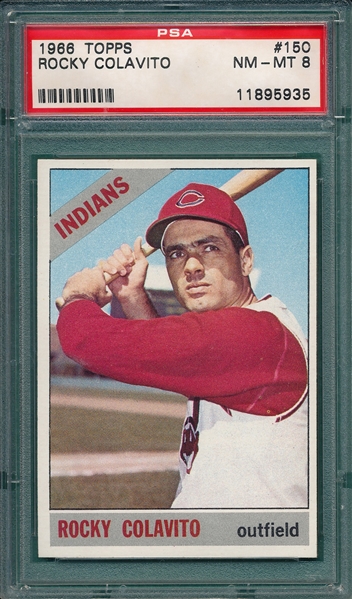 1966 Topps #150 Rocky Colavito PSA 8