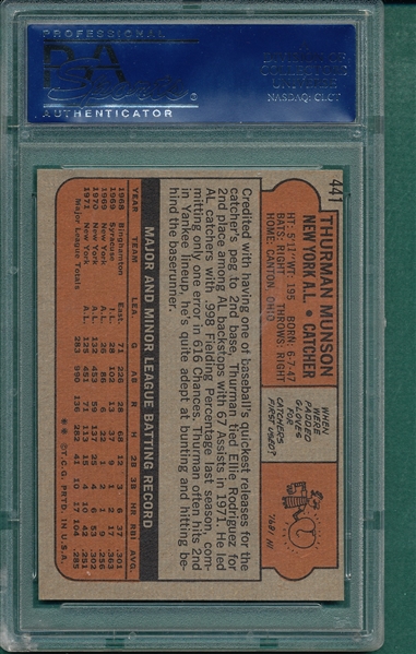1972 Topps #441 Thurman Munson PSA 8