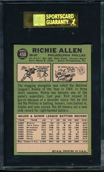 1967 Topps #450 Richie Allen SGC 86